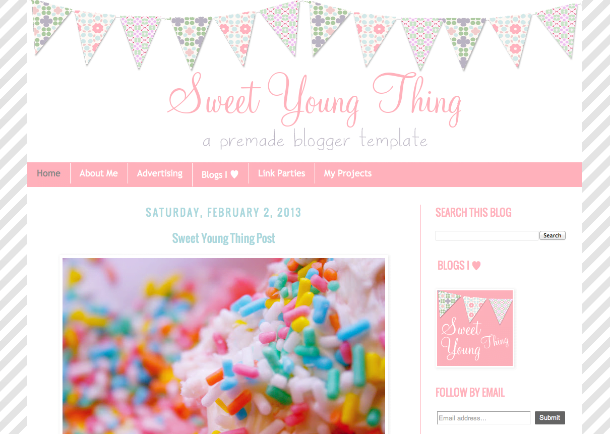 Sweet Young Thing Premade Template {Blogger}