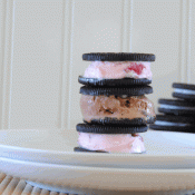 oreo ice cream sandwiches stacked