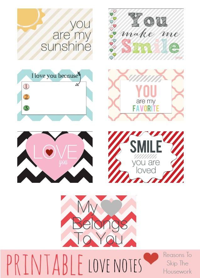 Printable Love Notes Reasons To Skip The Housework