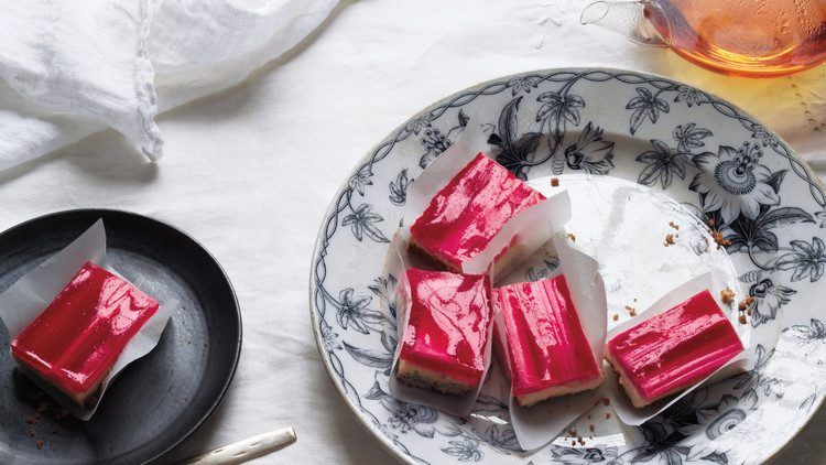 Rhubarb-Raspberry Cheesecake Squares