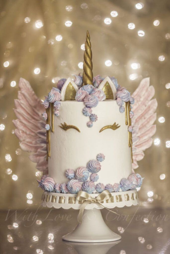 unicorn birthday party ideas :Winged Unicorn Cake