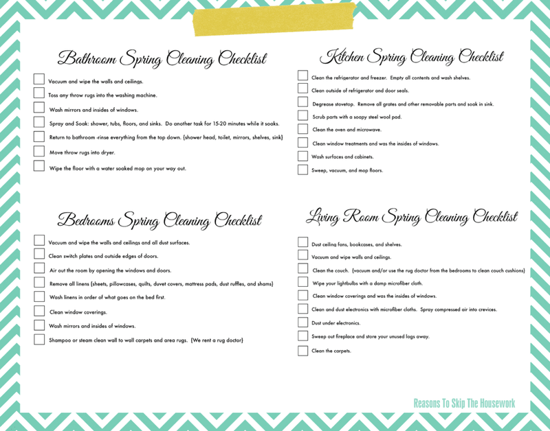 Spring Cleaning Printable Checklist teal