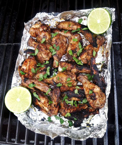 Jerk Chicken Wings Grilled in A Foil Packet