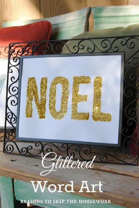 glittered word art