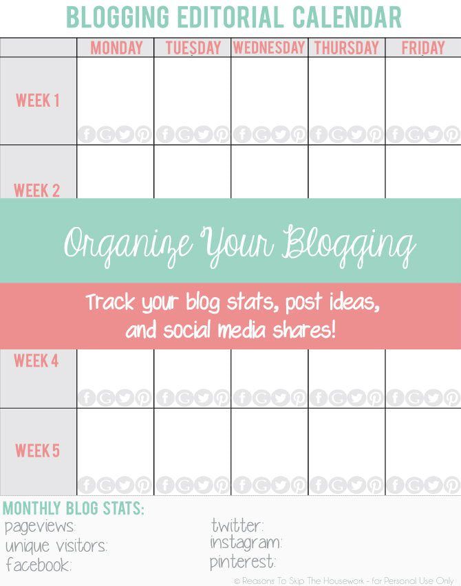 blog planning calendar