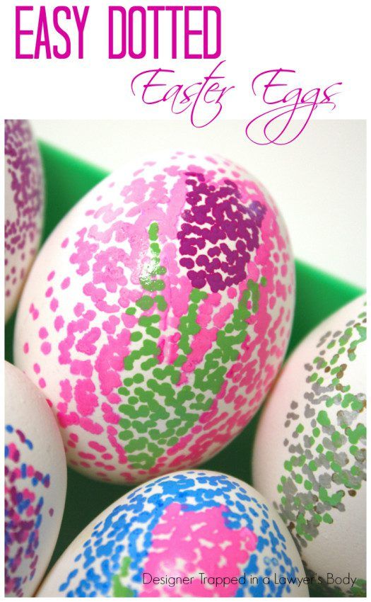 Learn to make dotted Easter Eggs!  It's fast and EASY!  Full tutorial by Designer Trapped in a Lawyer's Body for Reasons to Skip the Housework