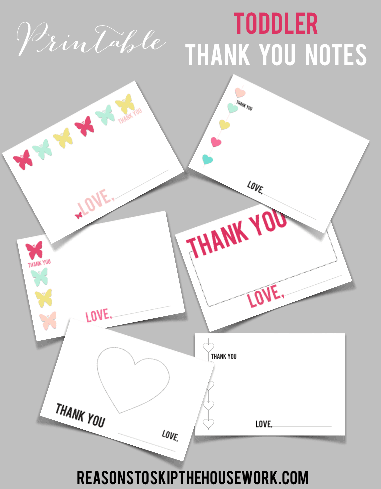 Printable Toddler Thank You Cards / Reasons To Skip The Housework #printables