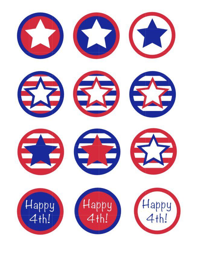Patriotic Cupcake Toppers Free Printable