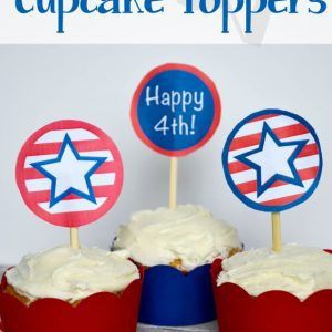 Red, white, and blue patriotic cupcake toppers for 4th of July