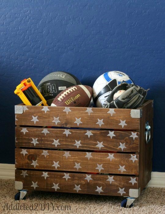 Wooden crate toy box discount