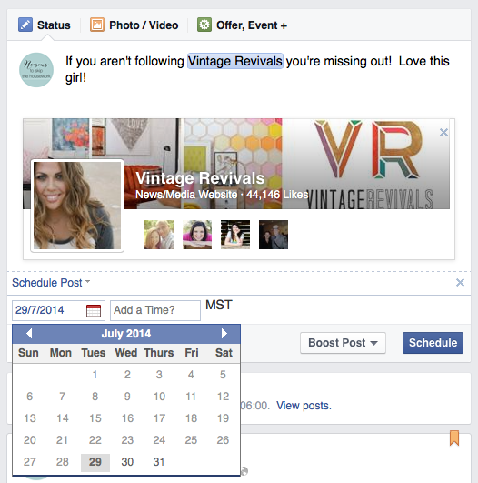 how to schedule a Facebook page share