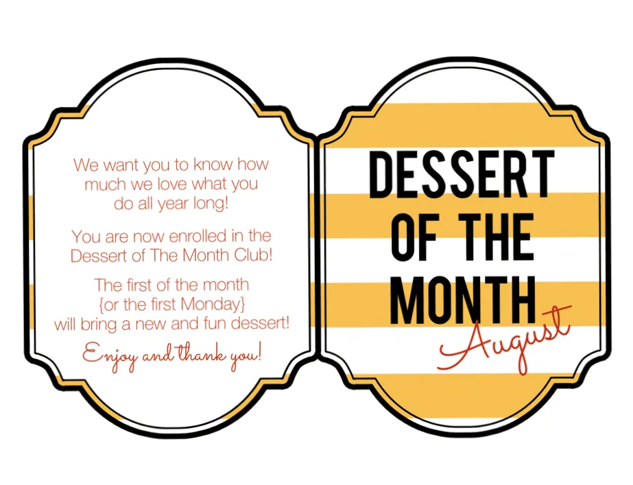 dessert of the month printable
