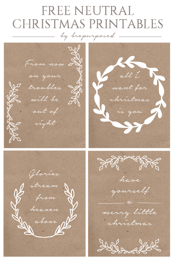 Free Neutral Christmas Printables