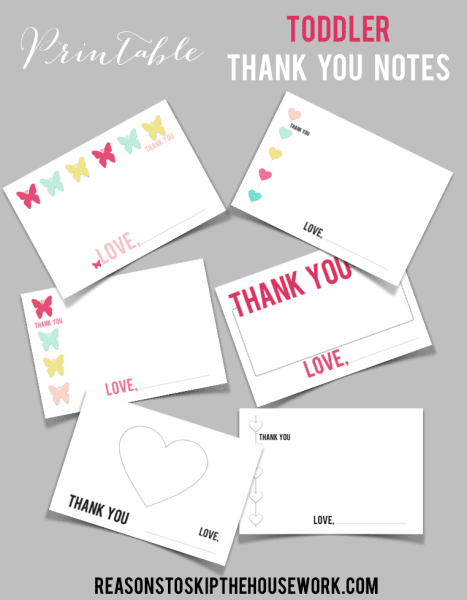 Printable Thank You Notes – REASONS TO SKIP THE HOUSEWORK