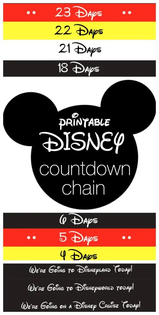 Disney Countdown Chain - Free Printable from Reasons To Skip The Housework