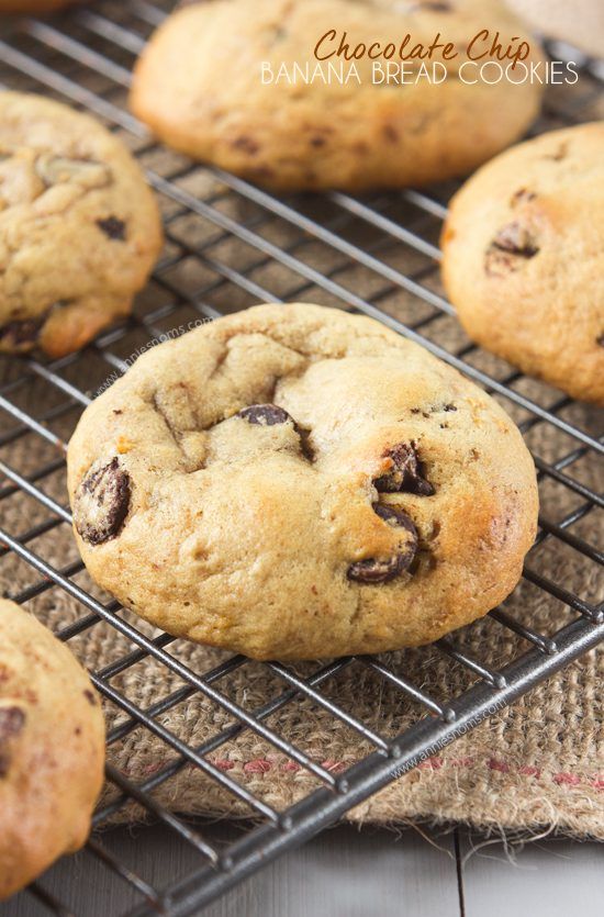 These Chocolate Chip Banana Bread Cookies have all the very best elements of the traditional Banana Bread, but in cookie form! The addition of chocolate chips cut through the sweetness of the banana to create a delicious treat!