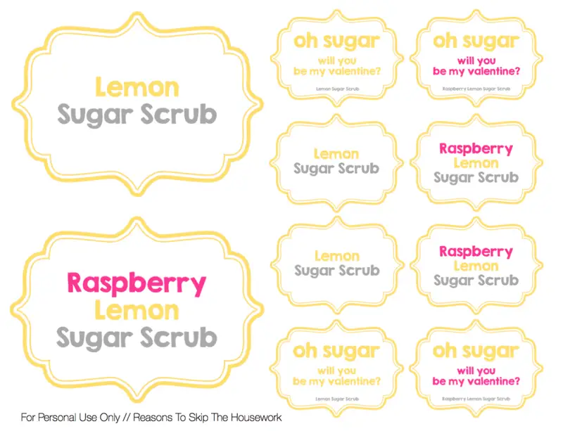 5 minute Simple Sugar Scrub Recipes with printable gift tags