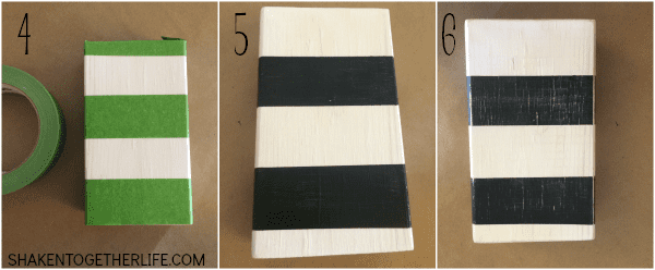 How to Make a Striped Wood Block Display - steps 4 through 6