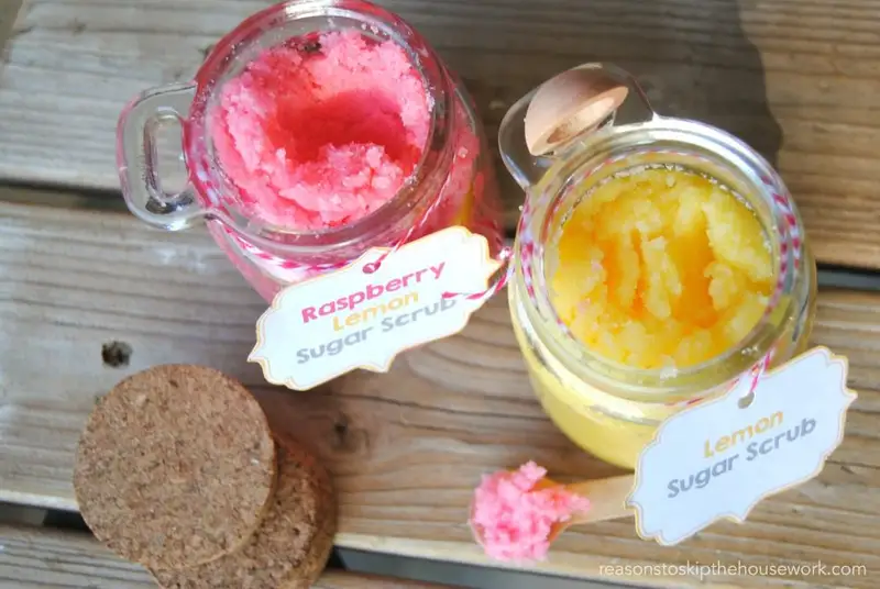 lemon and raspberry lemon sugar scrub