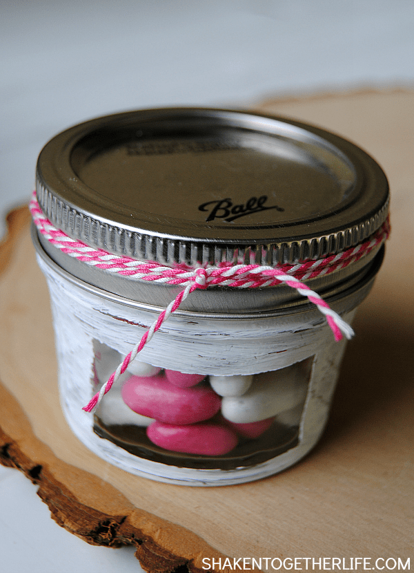 Peek-a-boo Mason Jar Candy Holders - love those little windows so you can see what is inside! Perfect for teacher gifts and Mothers Day!