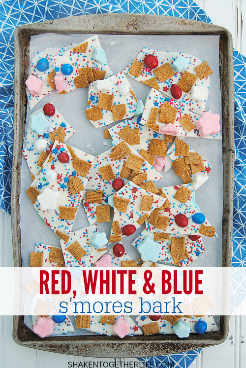 Packed with the classic flavors of s'mores but all dressed up for the 4th of July, this Red, White & Blue S'mores Bark is SO festive and easy to make!