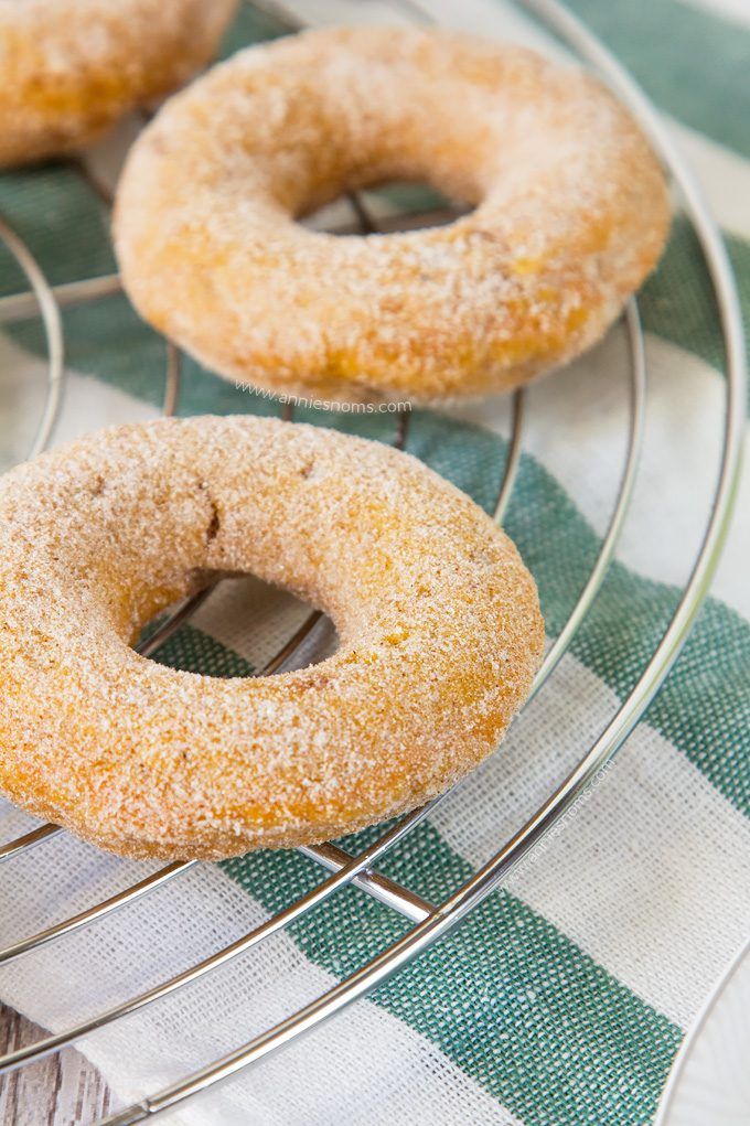 These Pumpkin Apple Sugar Doughnuts are baked, not fried and jam packed with pumpkin and freshly grated apple. Rolled in cinnamon sugar to finish them off, these are simply sublime!