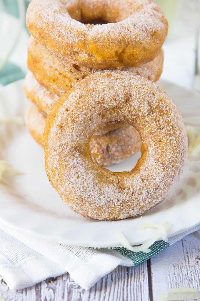 These Pumpkin Apple Sugar Doughnuts are baked, not fried and jam packed with pumpkin and freshly grated apple. Rolled in cinnamon sugar to finish them off, these are simply sublime!