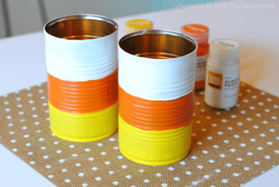 Candy Corn Treat Cans are the perfect way to package up treats for teachers and friends for Halloween!