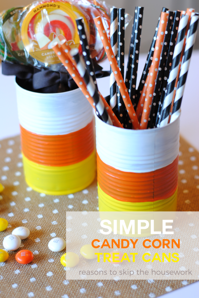 Candy Corn Treat Cans are the perfect way to surprise teachers and friends with Halloween Treats!