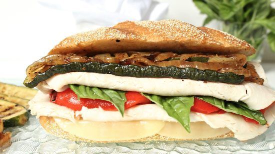 alt="Italian Turkey Sandwich with Marinated Zucchini and Onion"