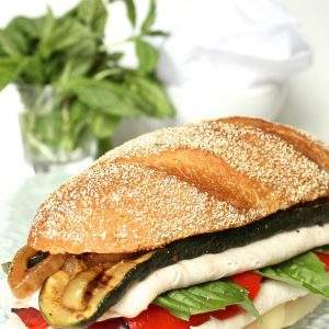alt="Italian Turkey Sandwich with Marinaded Zucchini and Onion"