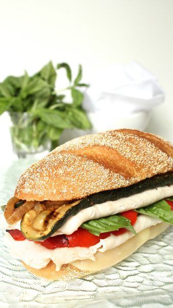 alt="Italian Turkey Sandwich with Marinaded Zucchini and Onion"