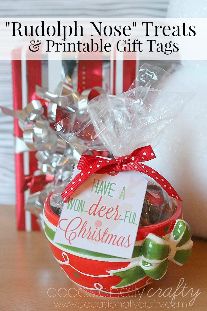 Rudolph Nose Treats and Gift Tag Printable