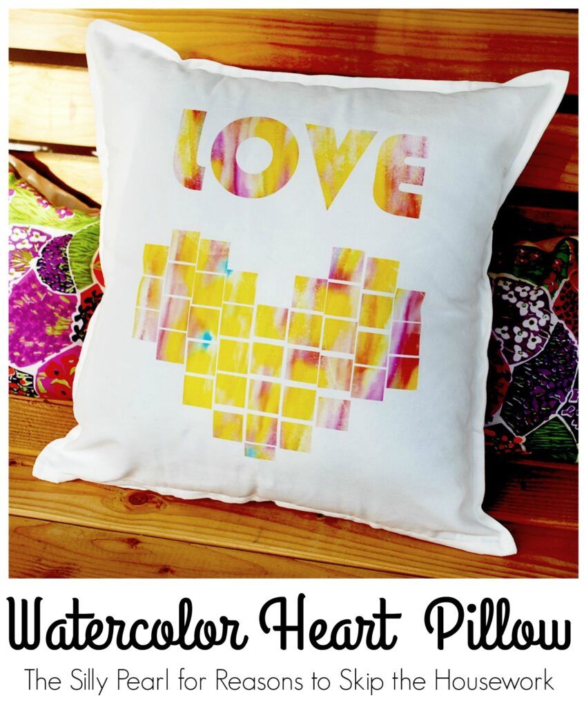 Watercolor Heart Pillow by The Silly Pearl for Reasons to Skip the Housework