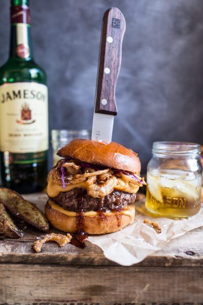 Jameson-Whiskey-Blue-Cheese-Burger-with-Guinness-Cheese-Sauce-Crispy-Onions-1
