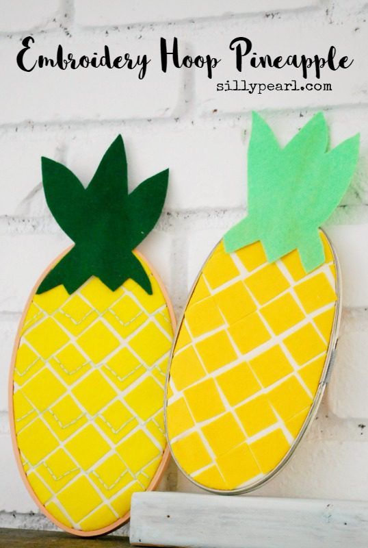 Embroidery Hoop Pineapple - Tutorial by The Silly Pearl for Reasons to Skip the Housework