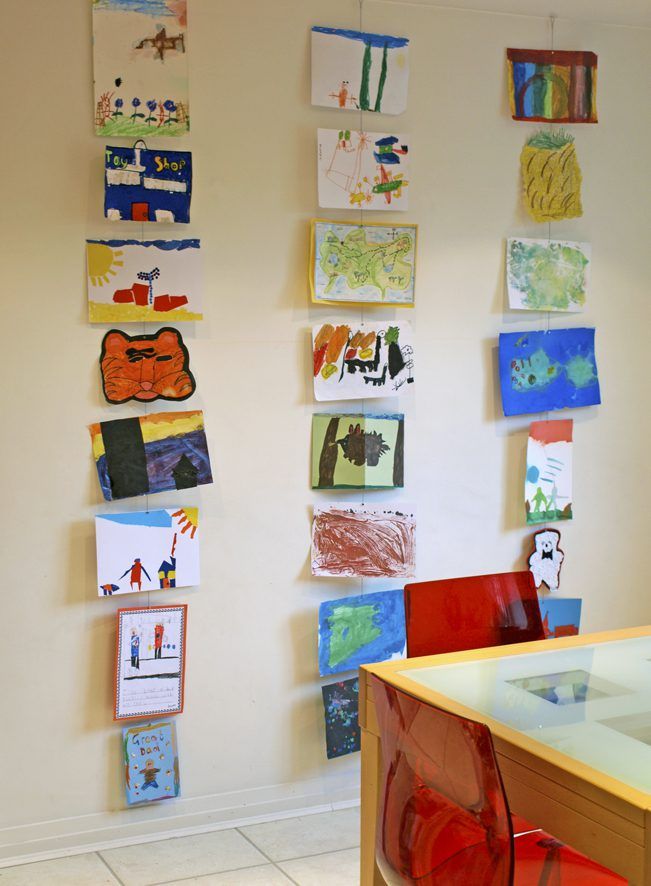 five minute friday} Pant Hangers to Display Kids' Art