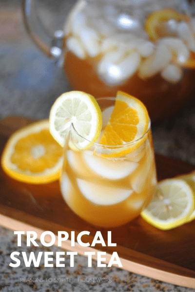 Anytime you want a refreshing drink, Tropical Sweet Tea is a nice fruity drink to whip up.