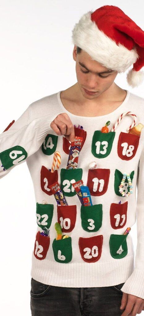 Advent Calendar Sweater: If you are attending an ugly Christmas sweater party this year, we have got you covered! Here are 25 Ugly Christmas Sweater Ideas for you to use as inspiration.