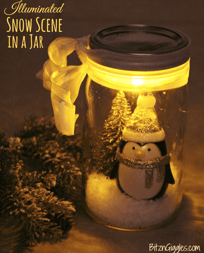 Snow Scene: The holidays are here and there are so many different gift and decor ideas to bring lots of cheer! There are so many Mason Jar Crafts to make this holiday!