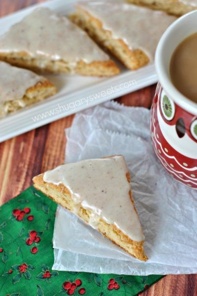 Eggnog Scones: Eggnog is a favorite seasonal drink, but there are so many ways to bake with eggnog! 