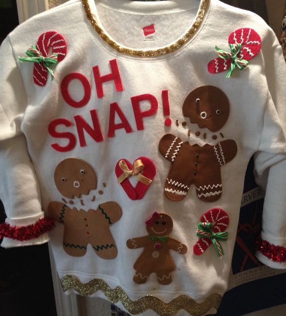 Gingerbread Sweater: If you are attending an ugly Christmas sweater party this year, we have got you covered! Here are 25 Ugly Christmas Sweater Ideas for you to use as inspiration.