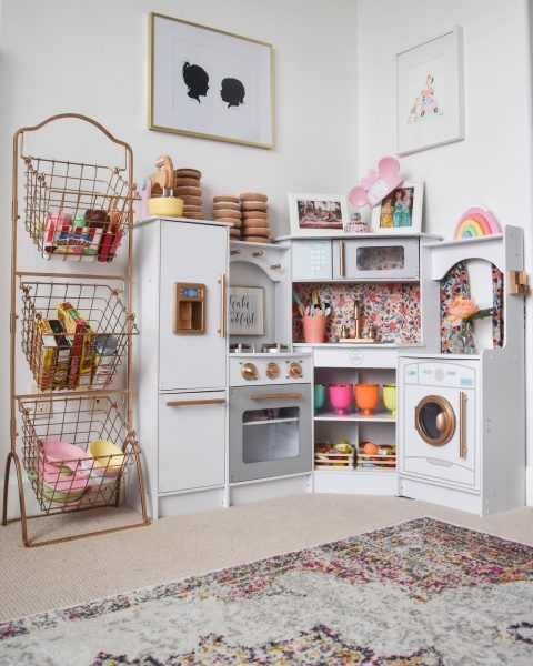 These adorable kitchens range from updates to an old play kitchen, a thrift store up cycle, and building a custom kitchen.