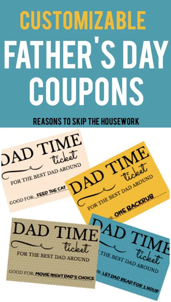When you want to reward dad for father's day or his birthday, use these Father's Day Coupons to make a Coupon Book he'll love!