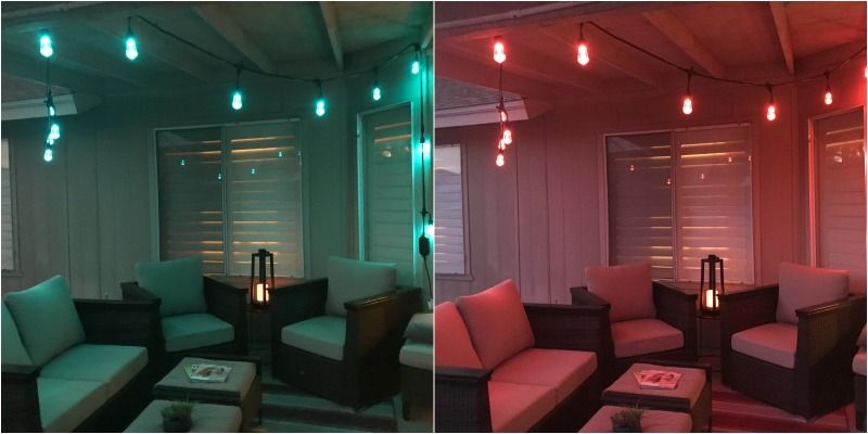 teal and orange Enbrighten Seasons Color Changing Café Lights