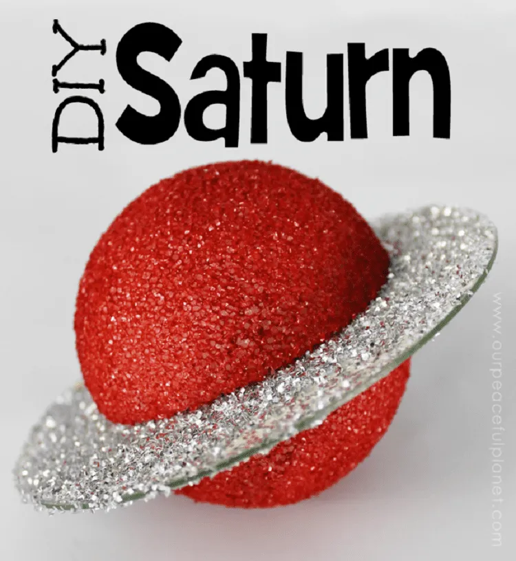 DIY Space-Inspired Projects: Red Saturn design with glitters