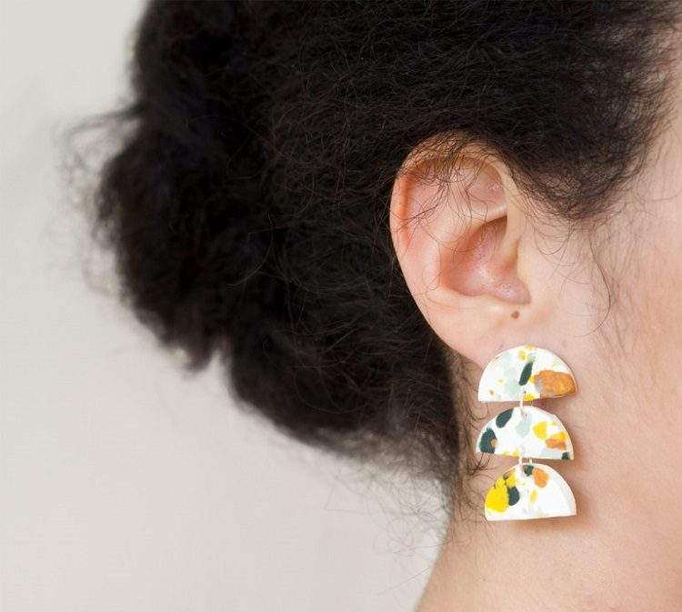 Terrazzo Earrings Made from Scrap Clay