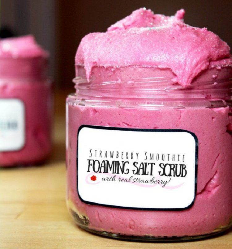 A DIY Foaming Strawberry Smoothie Body Scrub