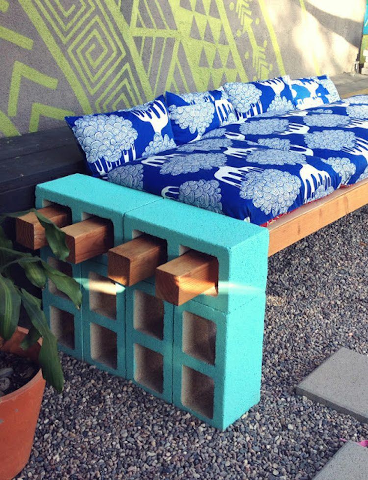 cinder block bench