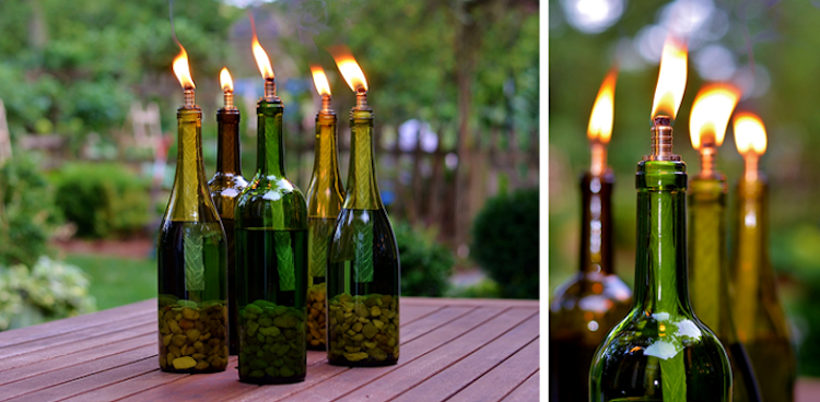 wine bottle tiki torches